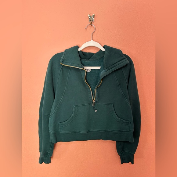 Lululemon cropped scuba half zip emerald green M/L - Picture 1 of 2